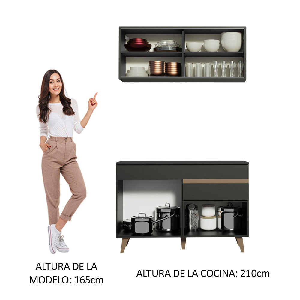 Cocina Integral Reims 1.20 m con Encimera Negro 01