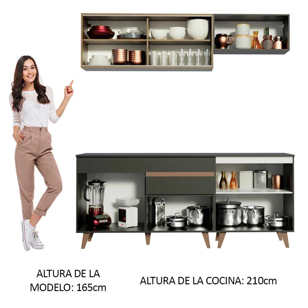 Cocina Integral Reims 1.90 m con Encimera Negro/Marrón 01