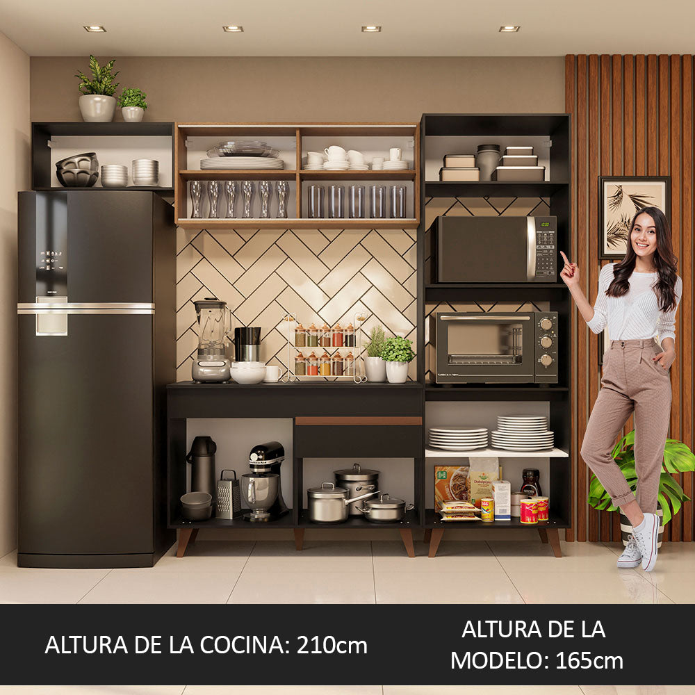 Cocina Integral Reims 2.60 m con Encimera Negro/Marrón 01