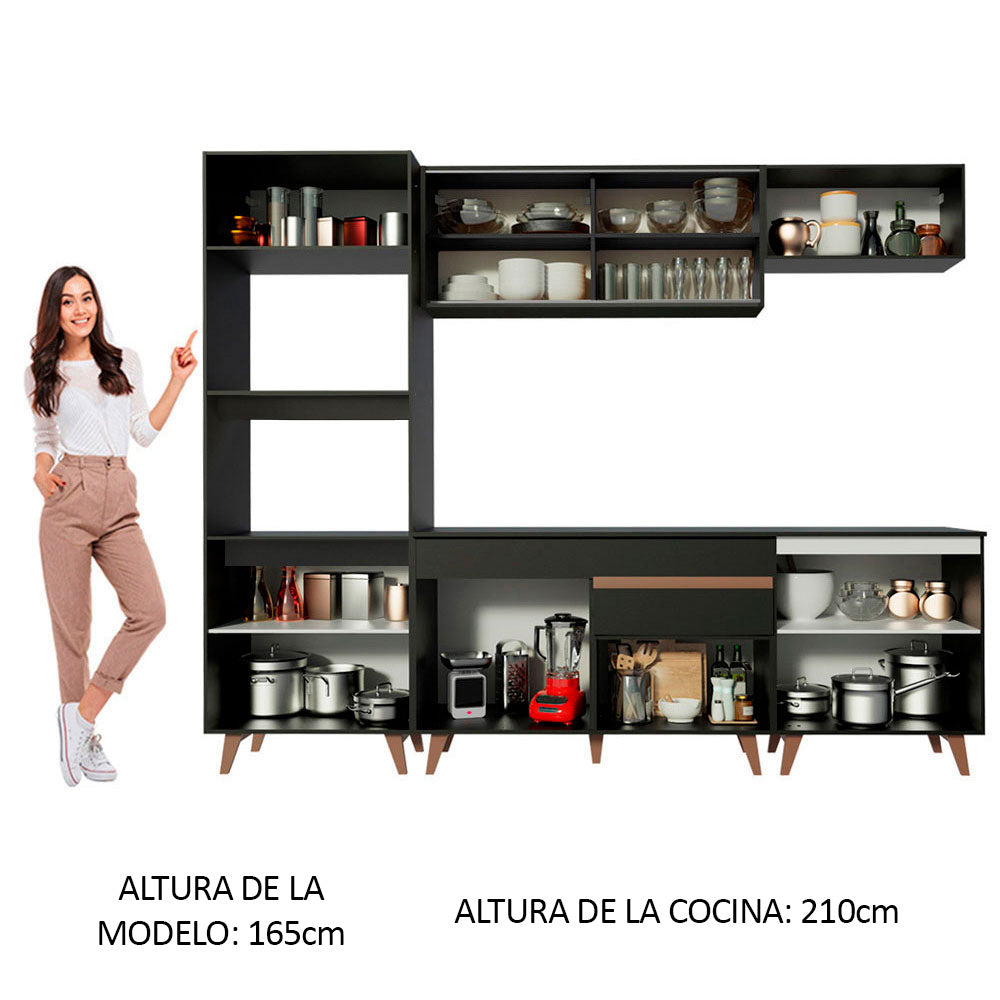 Cocina Integral Reims 2.60 m con Encimera Negro 02