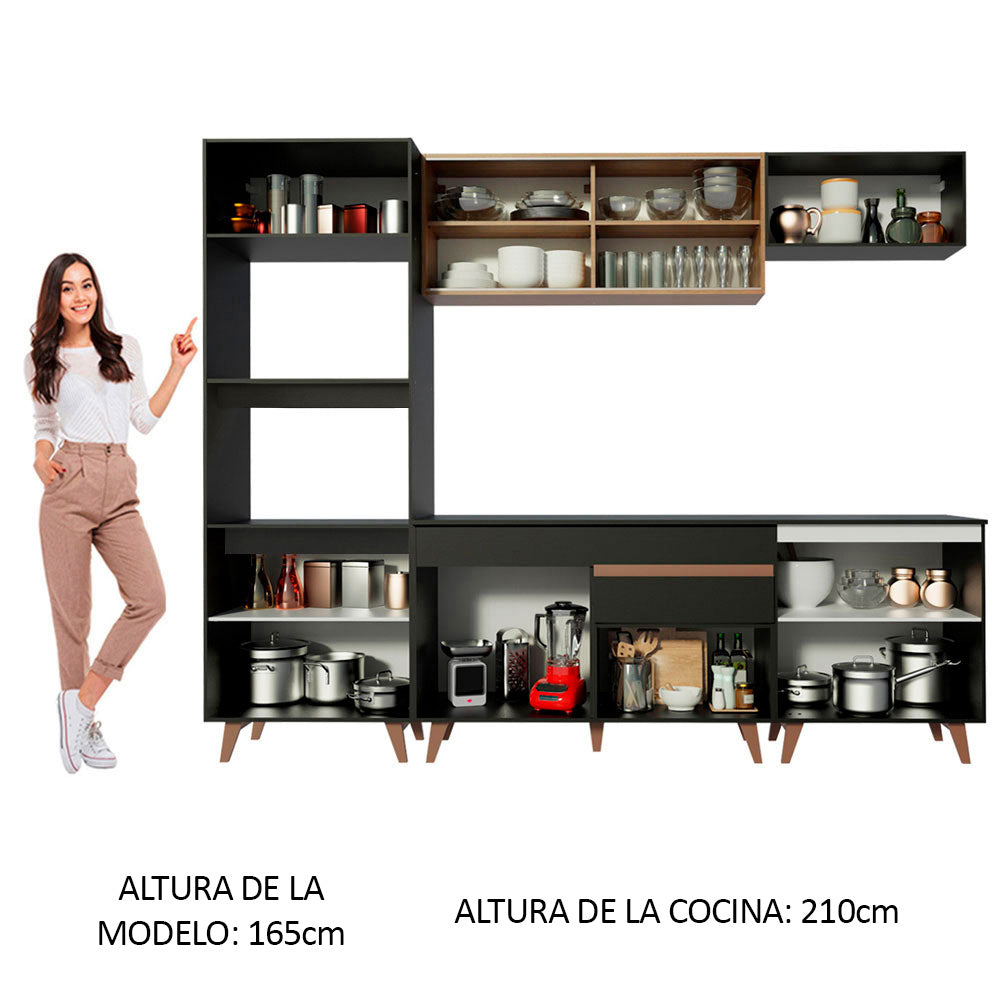 Cocina Integral Reims 2.60 m con Encimera Negro/Marrón 02