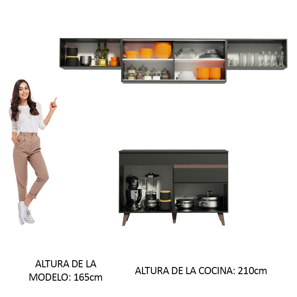 Cocina Integral Reims 2.60 m con Encimera Negro 03