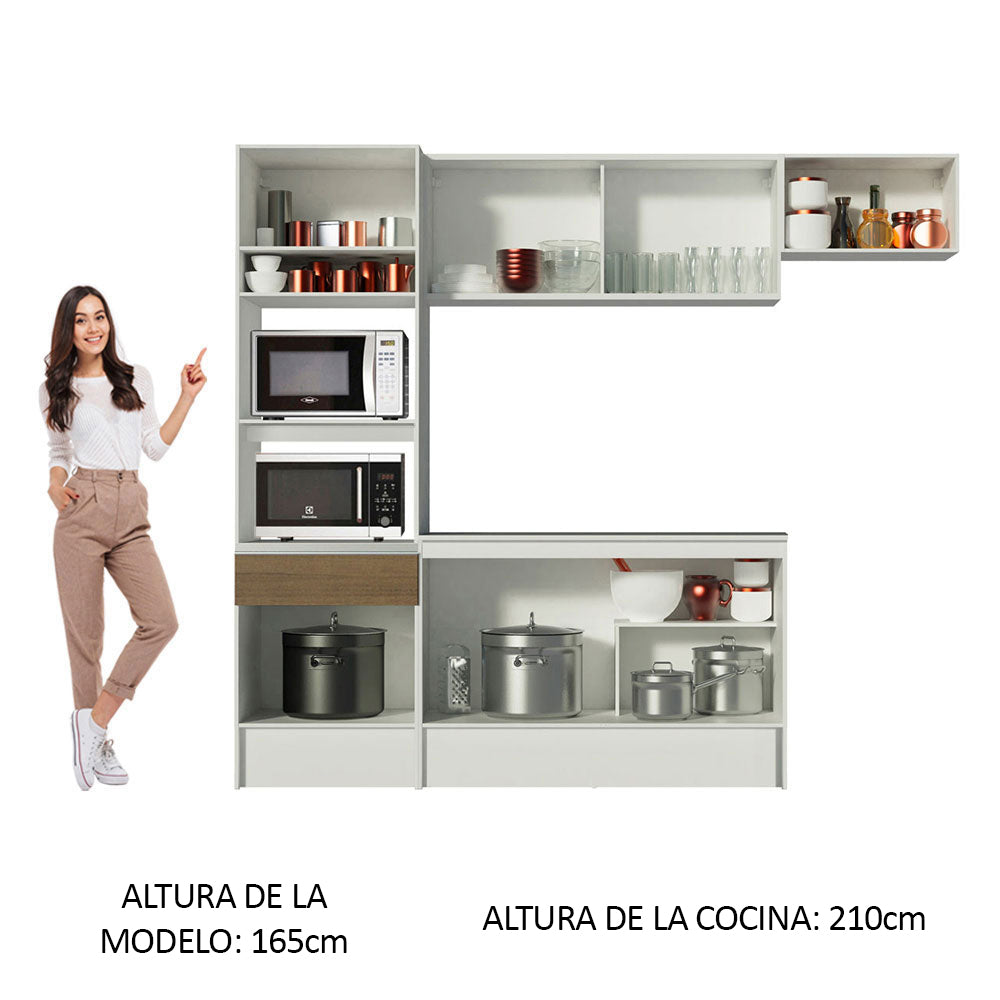 Cocina Integral Topazio 2.40 m con Encimera Blanco/Marrón 01