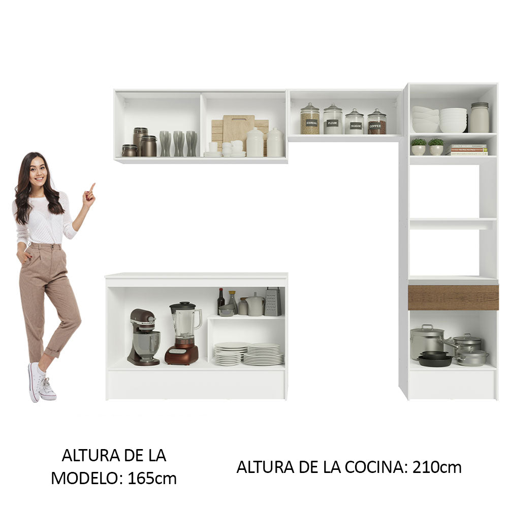 Cocina Integral Topazio 2.60 m con Encimera Blanco/Marrón
