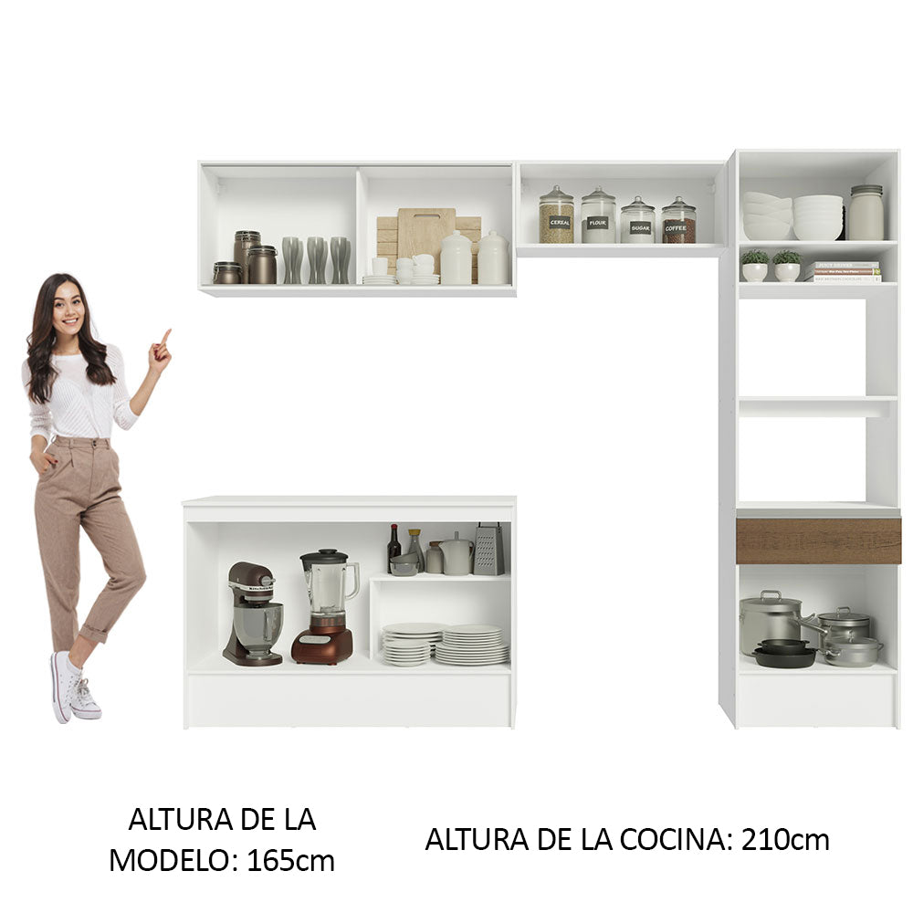 Cocina Integral Diamante 2.60 m con Encimera Blanco/Marrón