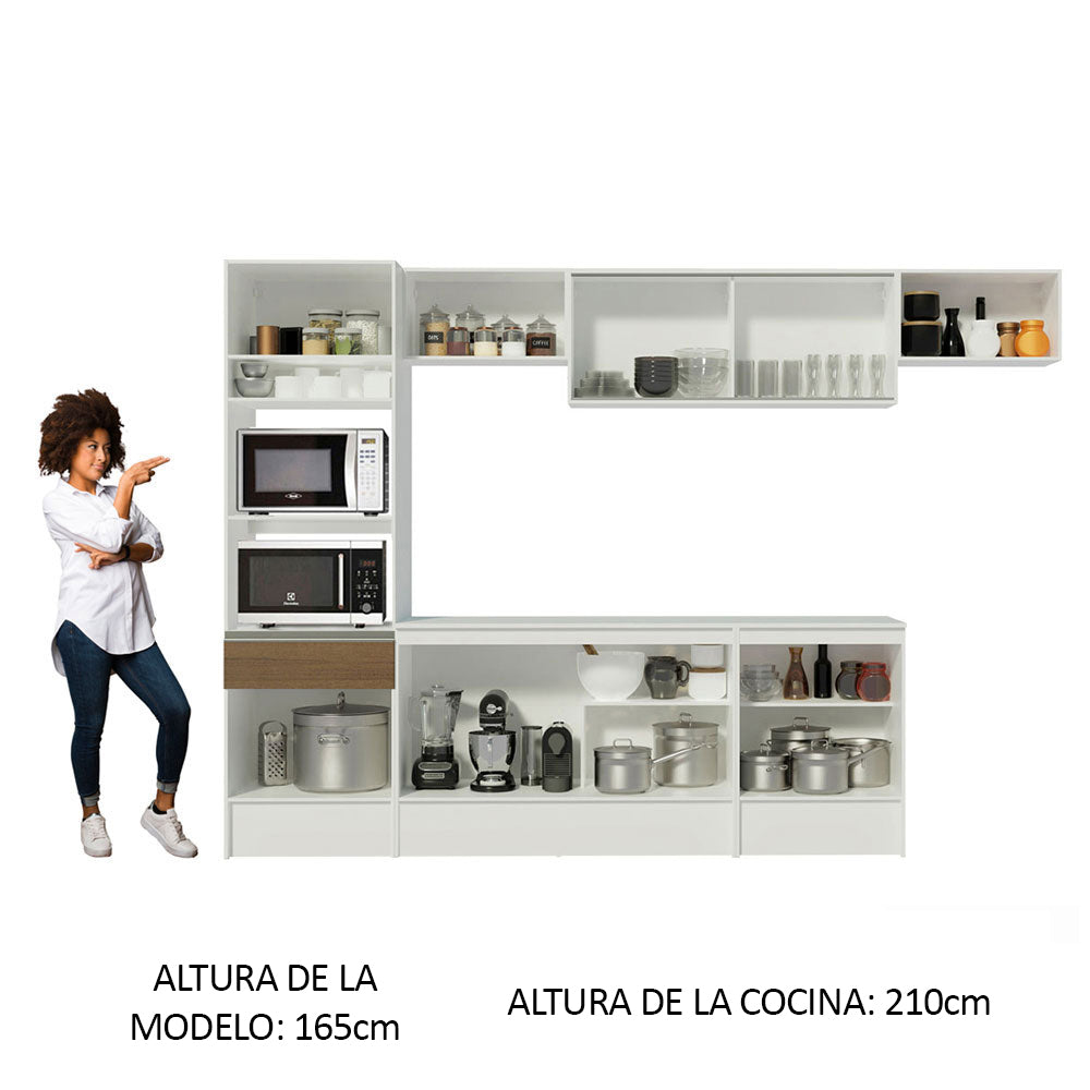 Cocina Integral Diamante 3.00 m con Encimera Blanco/Marrón