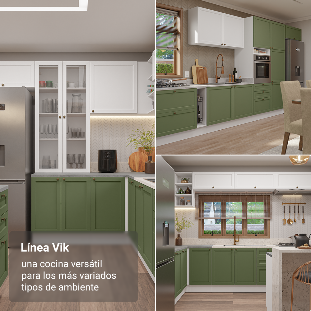 Cocina Integral Vik 2.80 m con Encimera Blanco/Verde 01