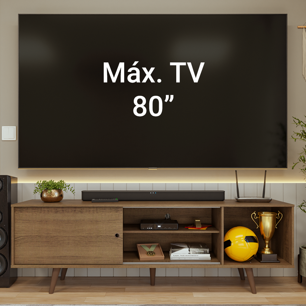 Centro de Entretenimiento Mesa para TV Torino Hasta 80 Pulgadas Marrón (Patas Marrón)