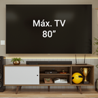 Centro de Entretenimiento Mesa para TV Torino de Hasta 80 Pulgadas Marrón/Blanco (Patas Marrón)