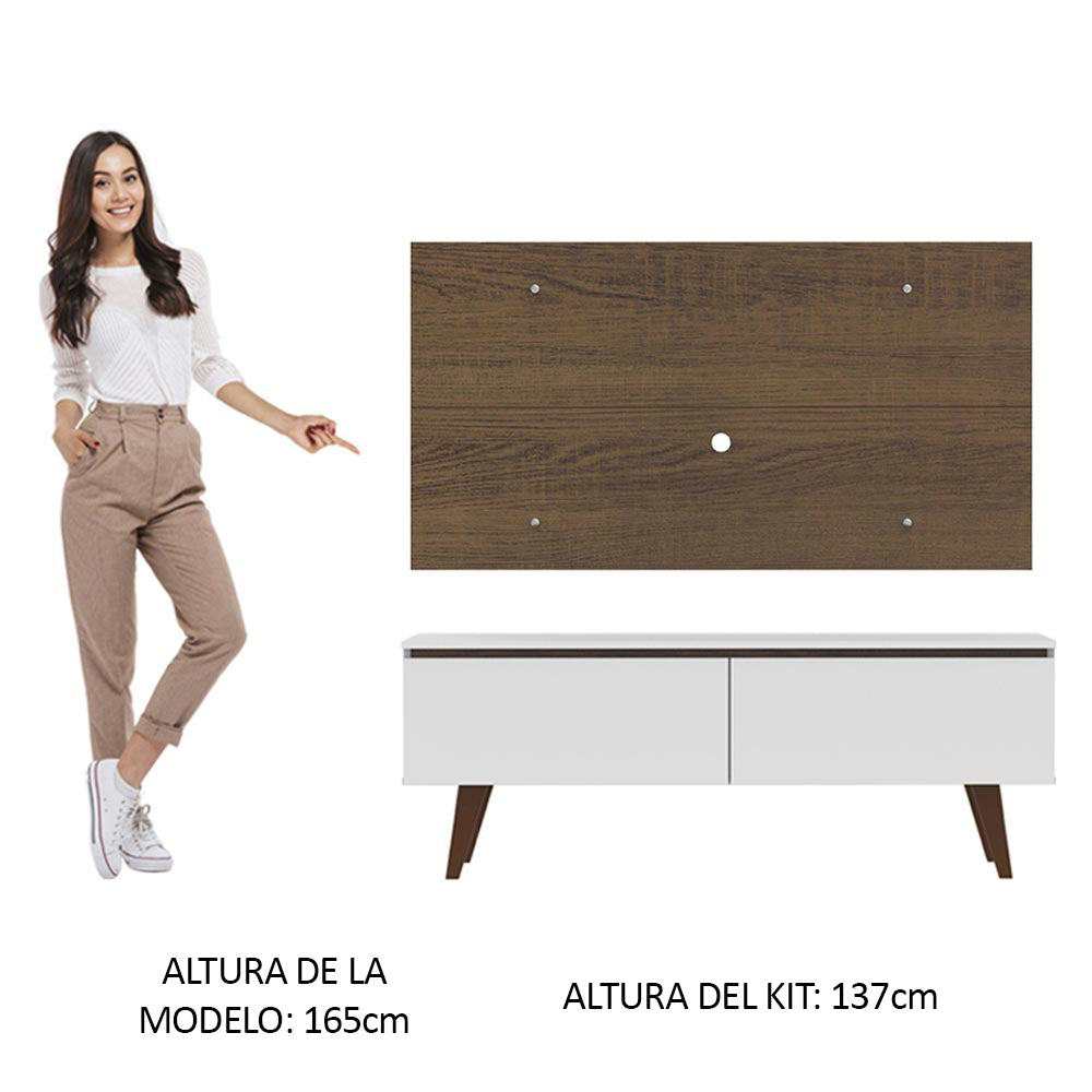 Centro de Entretenimiento para TV Le Mans Mesa y Panel Hasta 55 Pulgadas Blanco/Marrón