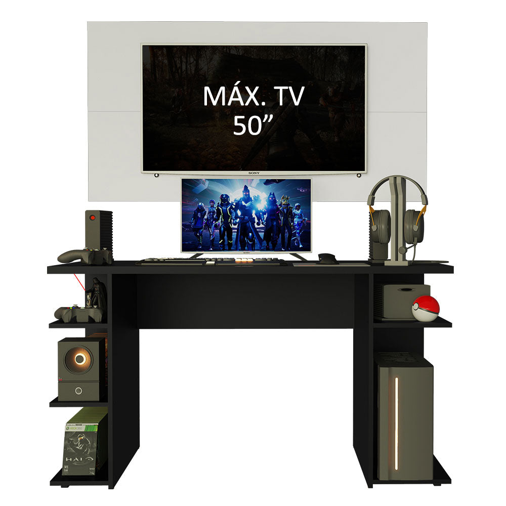 Escritorio Gamer Moderno + Panel para TV Hasta 50 Pulgadas