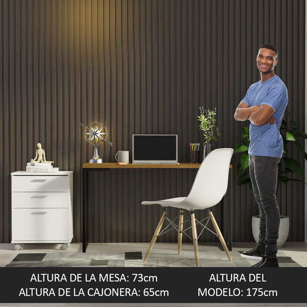 Escritorio de Oficina Industrial y Cajonera Madesa MarrónBlanco