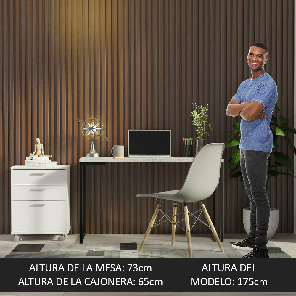 Escritorio de Oficina Industrial y Cajonera Madesa GrisBlanco