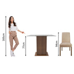 Juego de Comedor Luli con 2 Sillas - Encimera Cuadrada de Cristal Marrón/Imperial