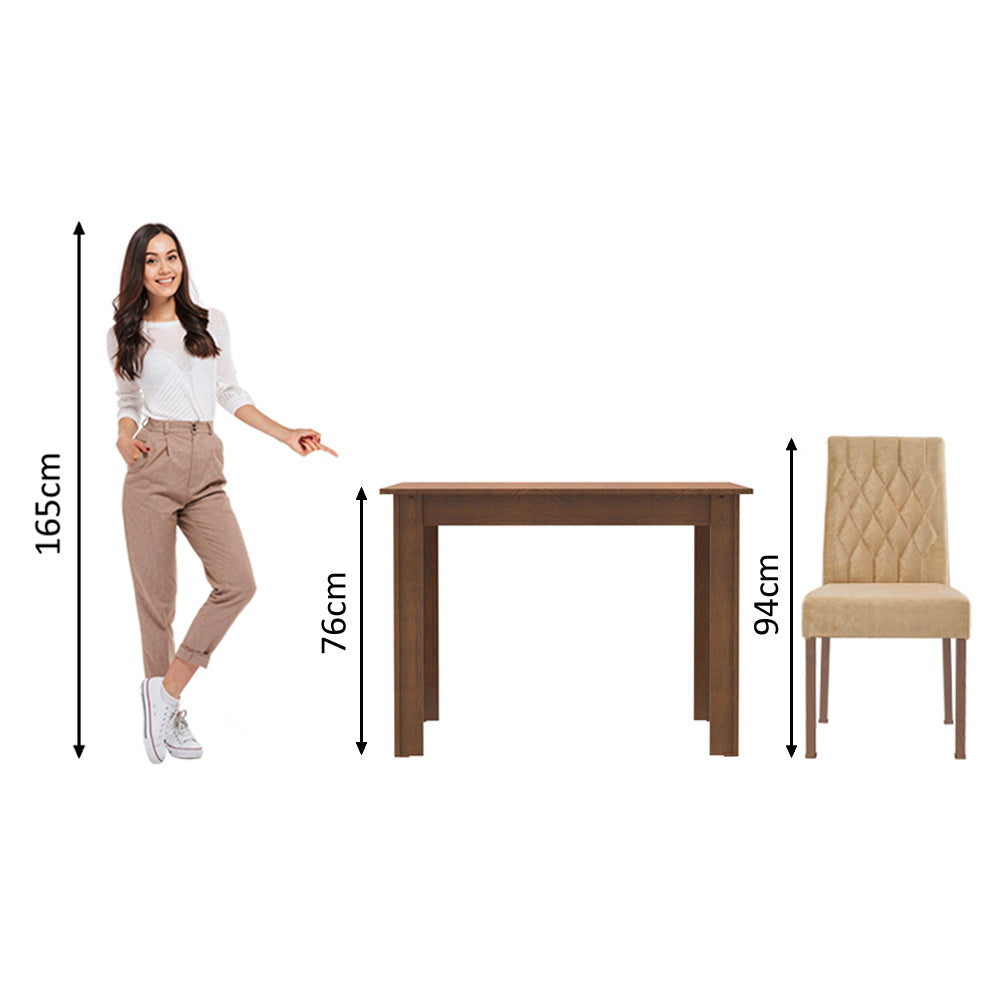 Juego de Comedor Lidia con 2 Sillas Marrón/Imperial