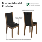 Juego de Comedor Alana con 4 Sillas Marrón/Negro/Sintético