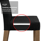 Juego de Comedor Braga con 4 Sillas - Tablero de Madera y Cristal Marrón/Oxford