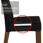 Juego de Comedor Porto con 4 Sillas - Tablero de Madera y Cristal Marrón/Negro/Oxford