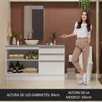 Kit 2 Muebles para Baño 140 cm 2 Puertas 3 Cajones con Encimeras