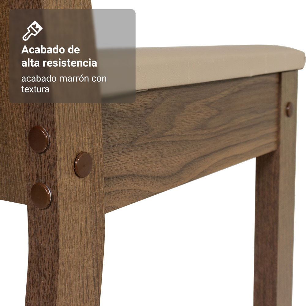 Juego de Comedor Clarice con 8 Sillas Marrón/Beige