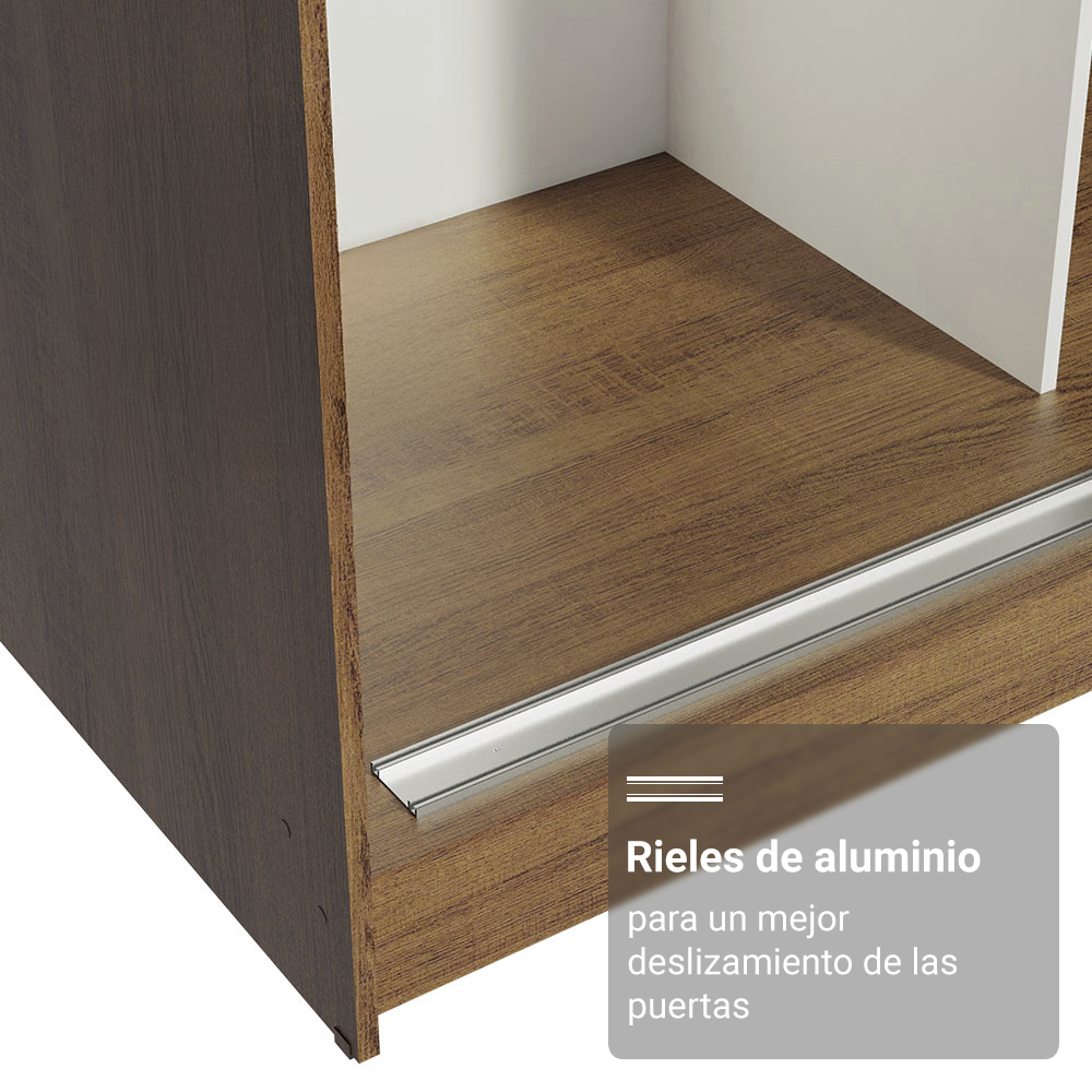Clóset Reno 3 Puertas Corredizas 4 Cajones Marrón 180 cm x 205 cm x 54 cm