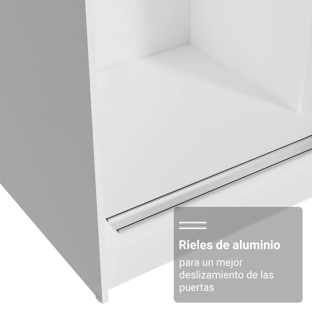 Clóset Reno 3 Puertas Corredizas 1 Espejo Blanco/Negro 180 cm x 205 cm x 54 cm