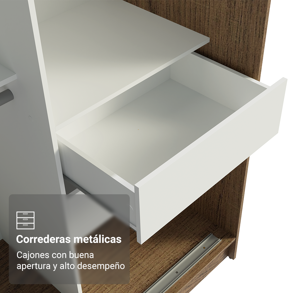 Clóset Tokio 2 Puertas Corredizas 1 Espejo Marrón/Negro 218 cm x 109 cm x 54 cm