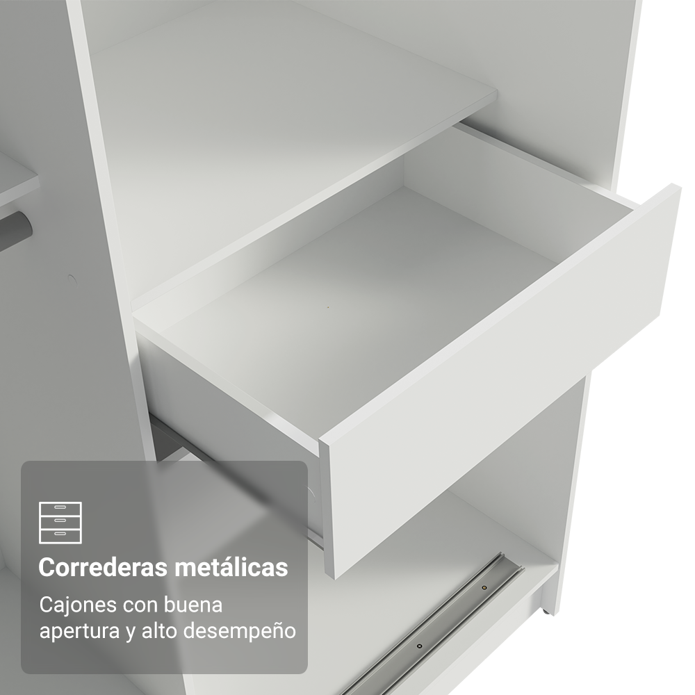 Clóset Tokio 2 Puertas Corredizas 2 Cajones Blanco/Marrón 218 cm x 109 cm x 54 cm