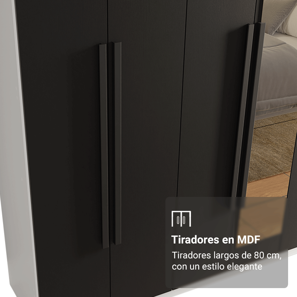 Closet Venus 8 Puertas 4 Cajones 2 Espejos BlancoNegro