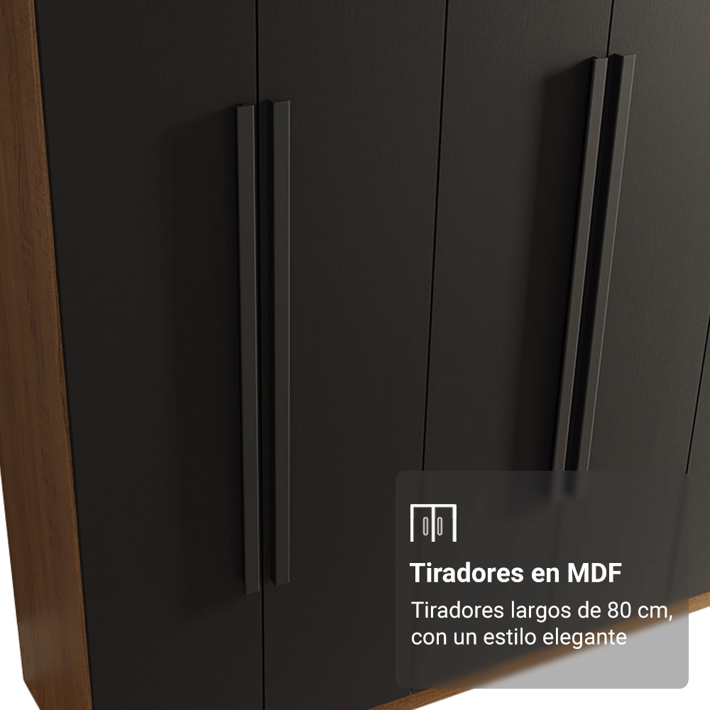 Closet Venus 8 Puertas 4 Cajones 2 Barrales MarrónNegro