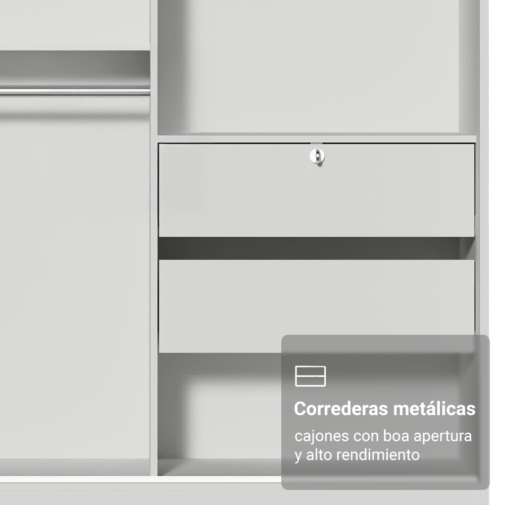 Closet Max 2 Puertas Corredizas 1 Espejo Blanco 183 cm x 119 cm x 54 cm