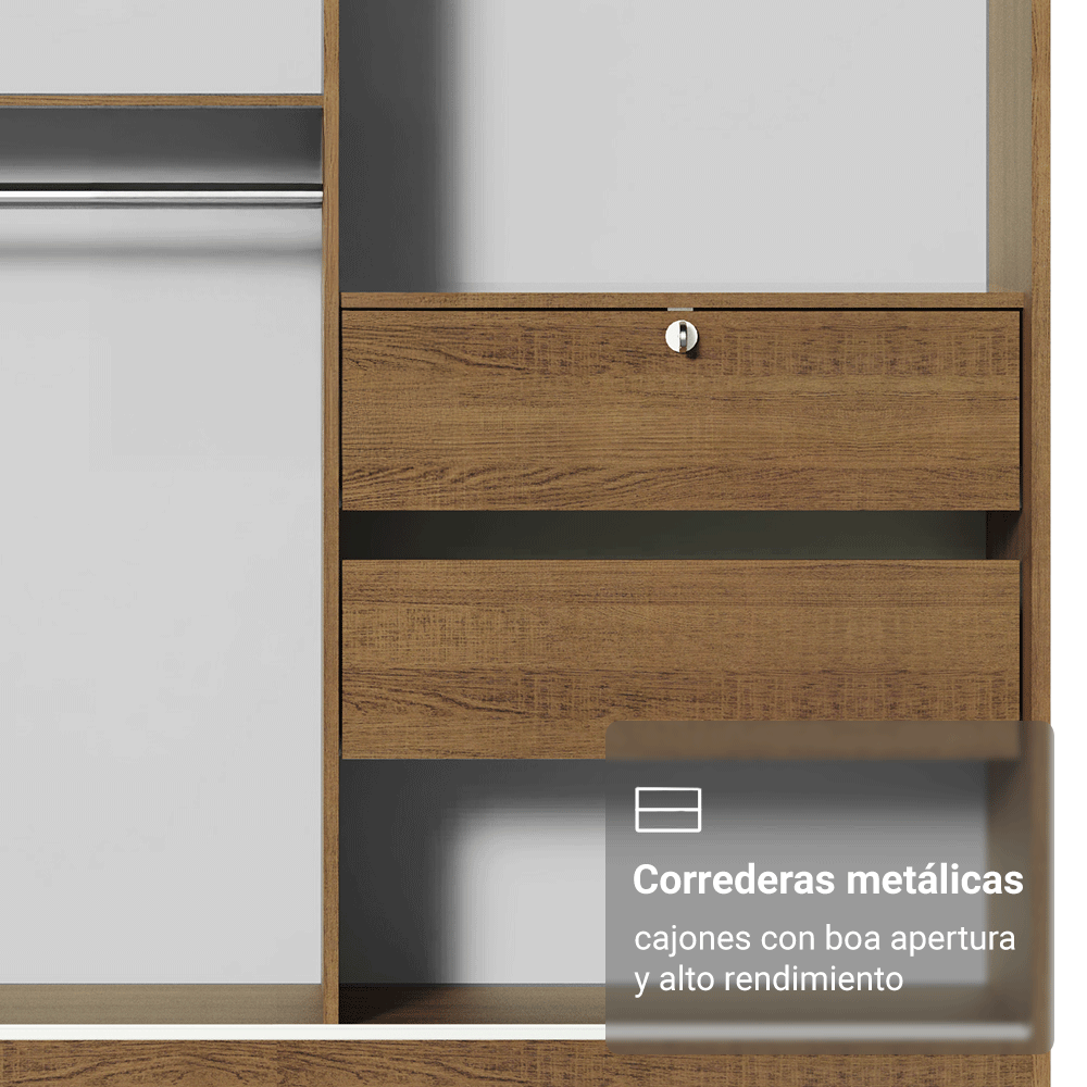 Closet Max 2 Puertas Corredizas 2 Cajones Marrón 183 cm x 119 cm x 54 cm