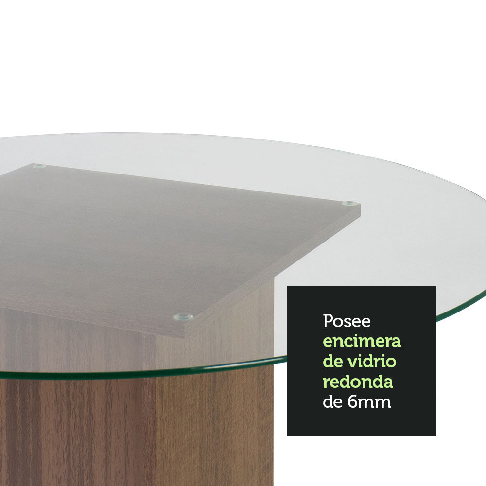 Mesa de Comedor con Encimera Redonda de Cristal