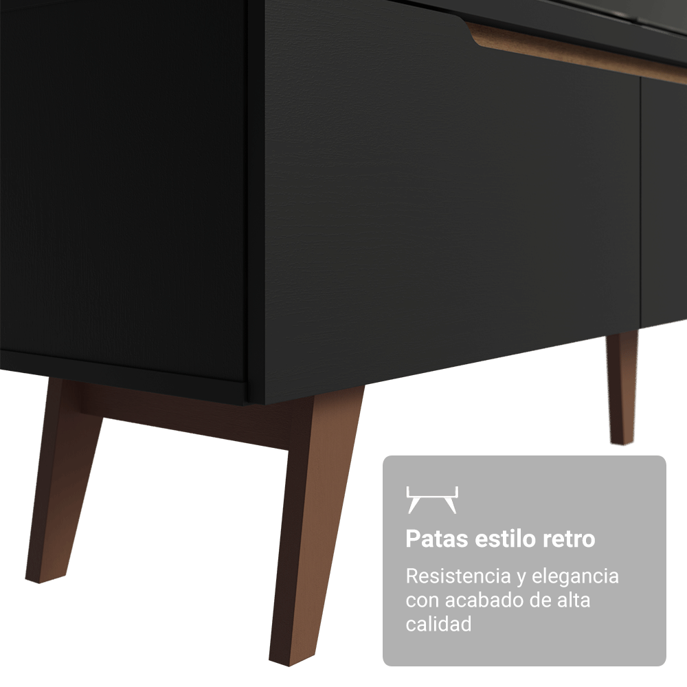 Centro de Entretenimiento Mesa para TV Reims Hasta 75 Pulgadas Negro