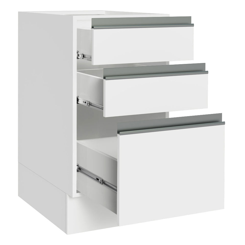 Mueble de Cocina Bajo Glamy 3 Cajones 40 cm x 60 cm sin Encimera Blanco