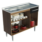 Mueble de Cocina Bajo Emilly 1.05 m con Mesón de Acero Marrón/Negro