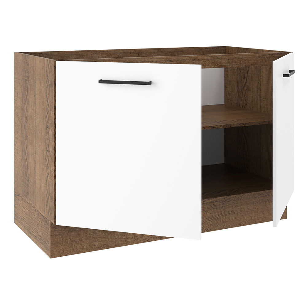 Mueble de Cocina Bajo Agata 1.20 m 2 Puertas Marrón/Blanco