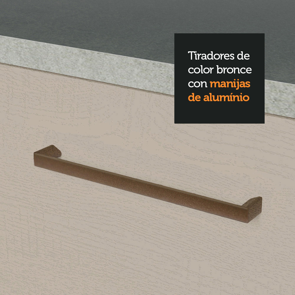 Mueble de Cocina Bajo Agata 1.20 m 2 Puertas 3 Cajones con Encimera Blanco/Crema