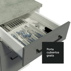 Mueble de Cocina Bajo Agata 1.20 m 2 Puertas 3 Cajones Blanco/Gris
