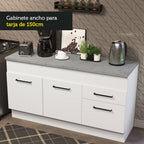 Mueble de Cocina Bajo Agata 1.50 m 2 Puertas 2 Cajones con Encimera Blanco