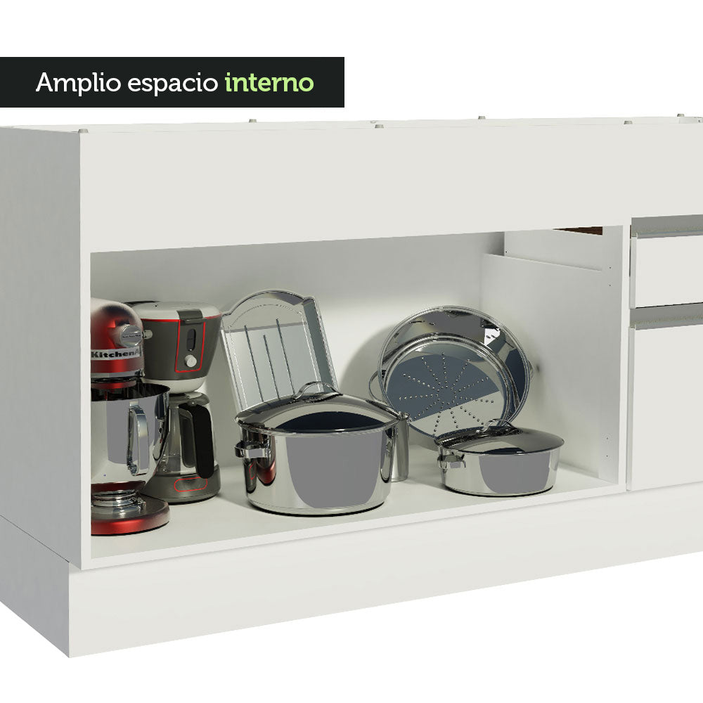 Mueble de Cocina Bajo Glamy 1.50 m 2 Puertas 2 Cajones Blanco
