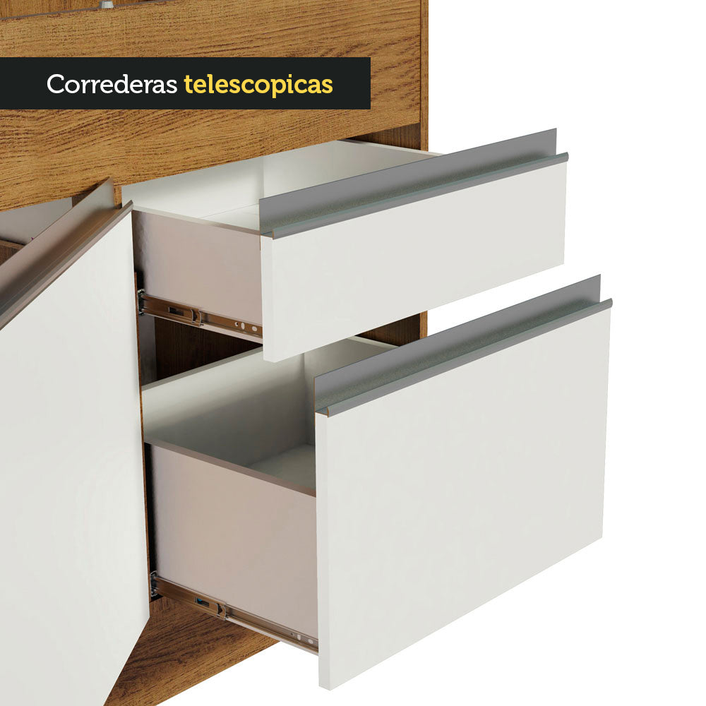 Mueble de Cocina Bajo Glamy 1.50 m 2 Puertas 2 Cajones Marrón/Blanco