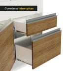 Mueble de Cocina Bajo Glamy 1.50 m 2 Puertas 2 Cajones Blanco/Marrón
