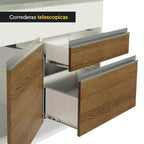 Mueble de Cocina Bajo Glamy 1.50 m 2 Puertas 2 Cajones con Encimera Blanco/Marrón