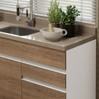 Mueble de Cocina Bajo Glamy 1.50 m 2 Puertas 2 Cajones Blanco/Marrón