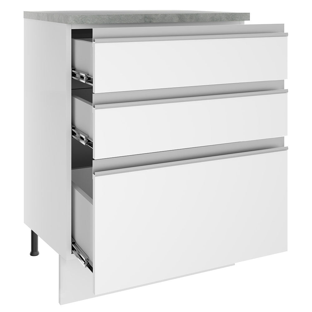 Mueble de Cocina Bajo Glamy 60 cm 3 Cajones Blanco