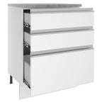 Mueble de Cocina Bajo Glamy 60 cm 3 Cajones Blanco