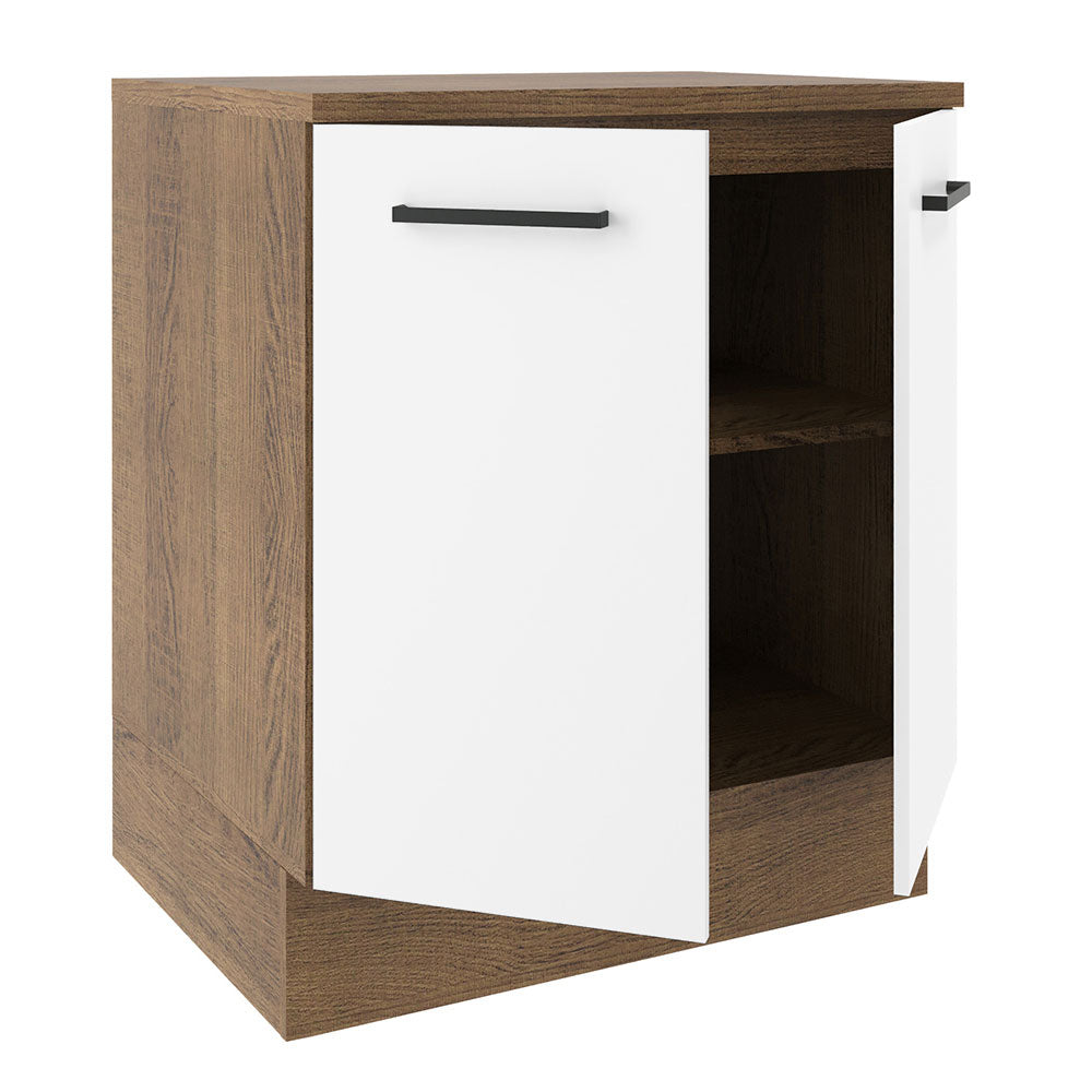 Mueble de Cocina Bajo Agata 70 cm 2 Puertas Marrón/Blanco