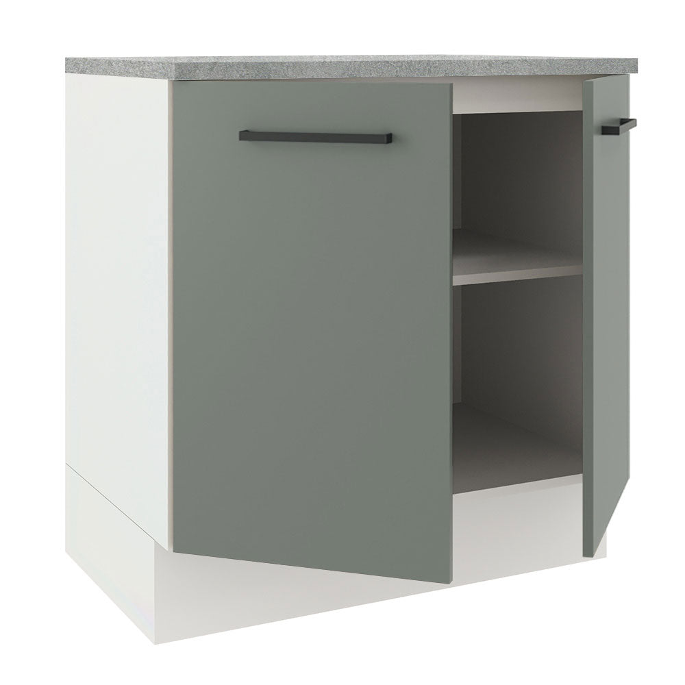 Mueble de Cocina Bajo Agata 80 cm 2 Puertas Blanco/Gris