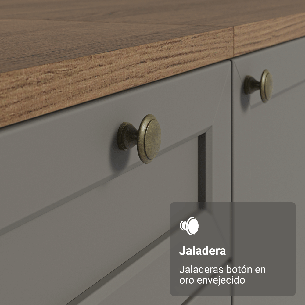 Mueble de Cocina Bajo Vik 80 cm 2 Puertas Marrón/Gris